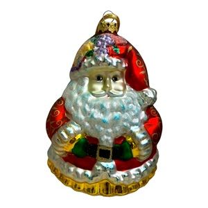 XL Hand-Blown Glass Santa Ornament Christmas Décor Boxed